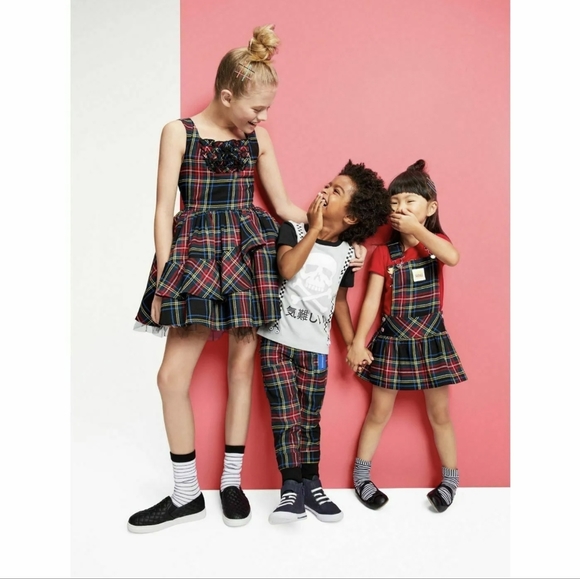 HARAJUKU MINI | NWT! Plaid Square Neck Mini Dress with Tiered Ruffle Skirt - Picture 2 of 15